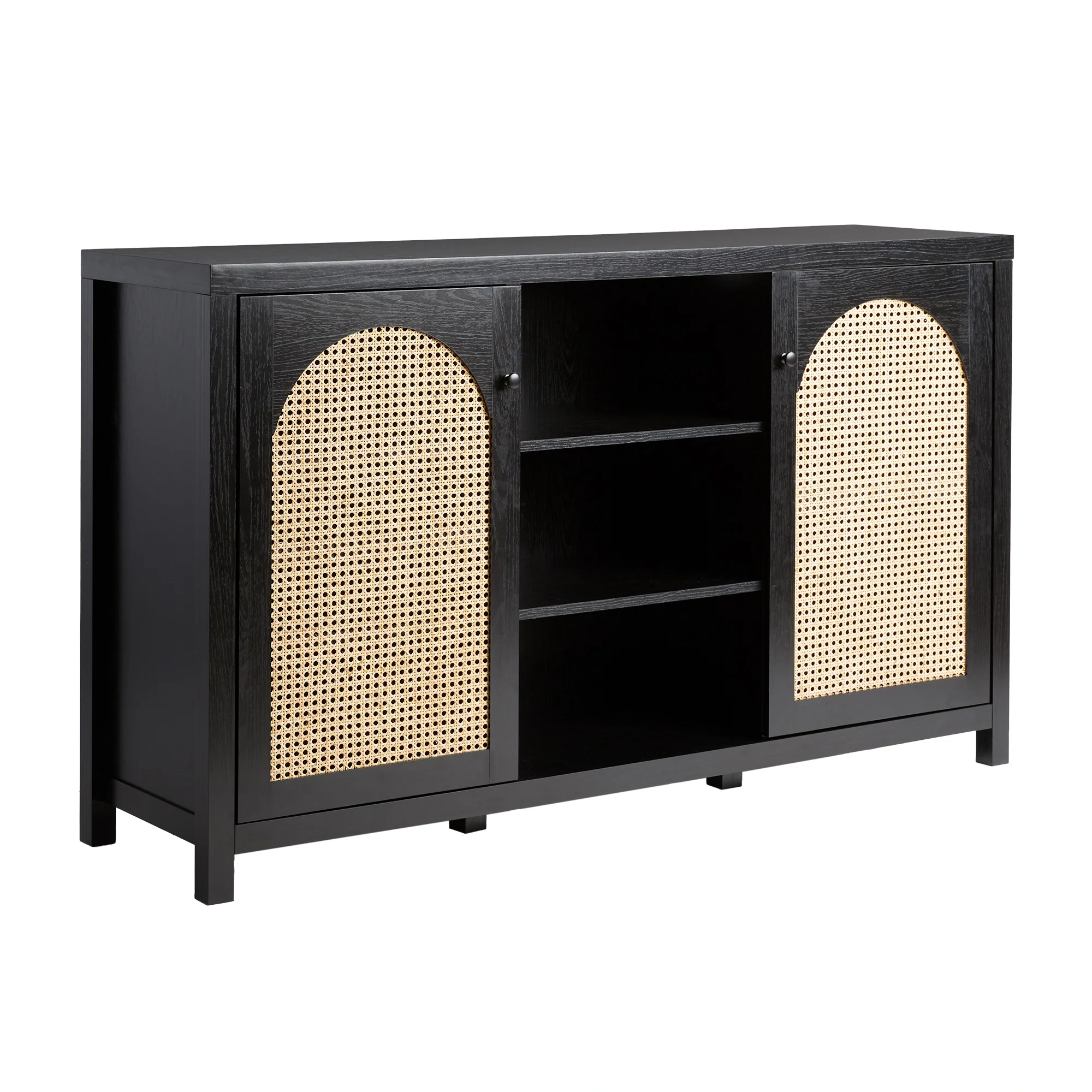 Arched Rattan Paneled Sideboard