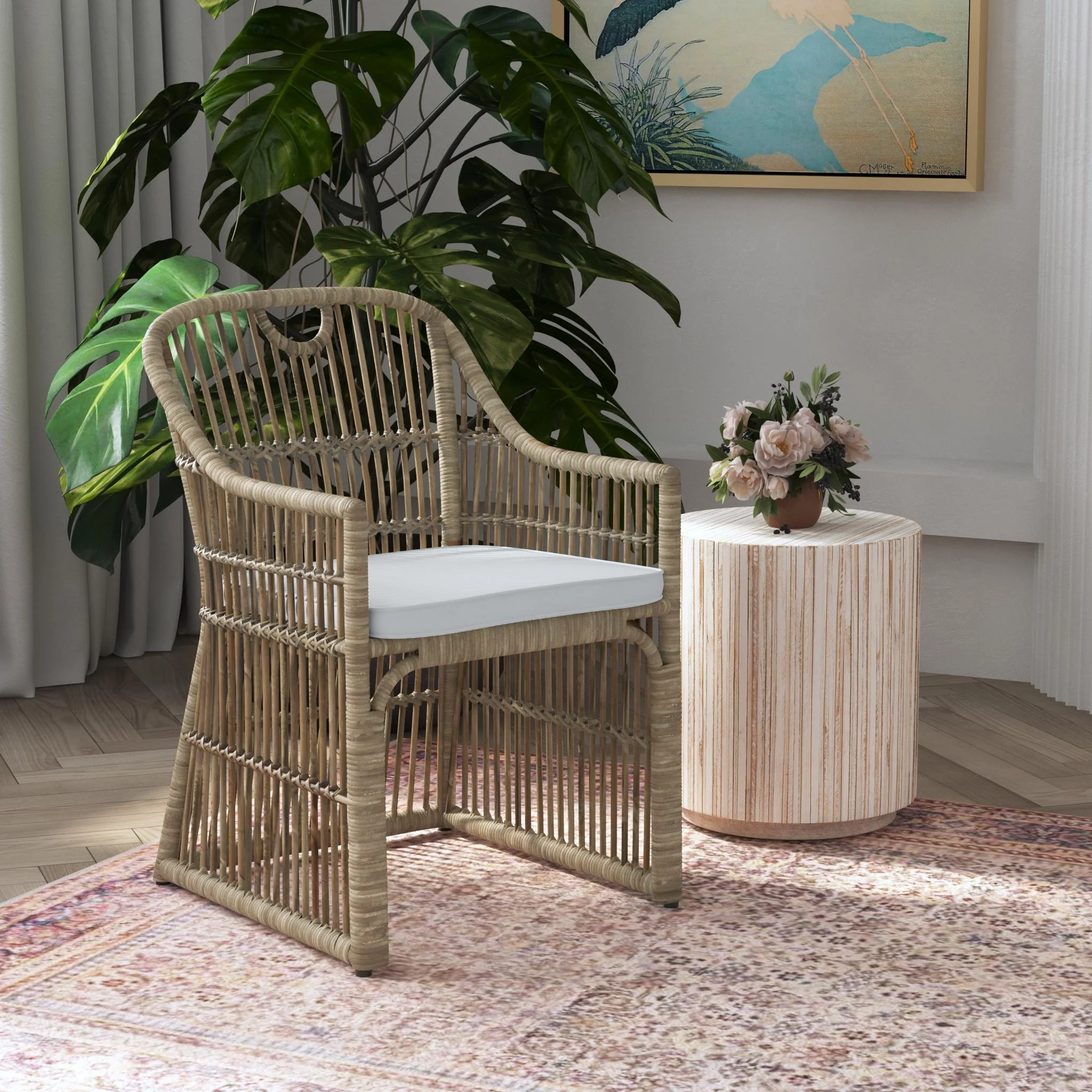 Dawson Rattan Dining Arm Chair