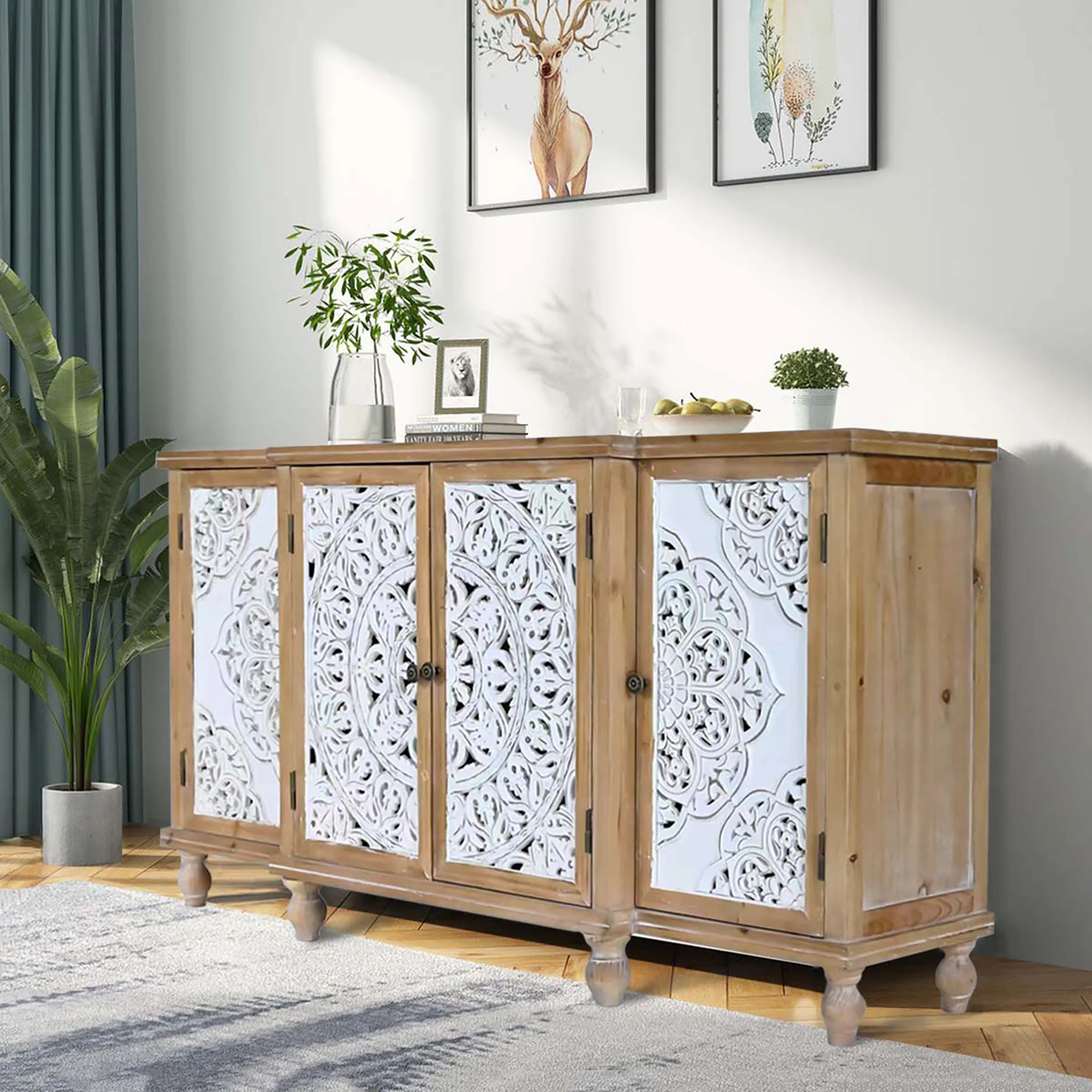 Hollow-Carved Accent Cabinenet