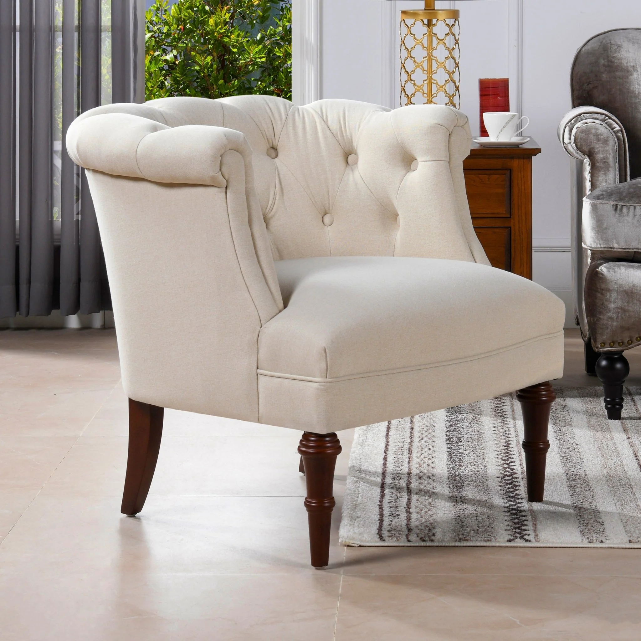 Comforts Upholstered Accent Chair with Recessed Arms and Barrel Design