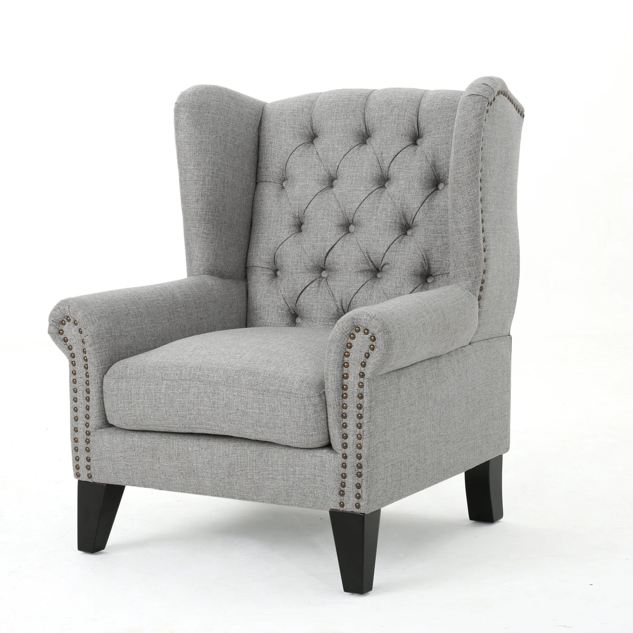 Cerebral Upholstered Wingback Chair with Diamond Tufting and Nailhead Trim