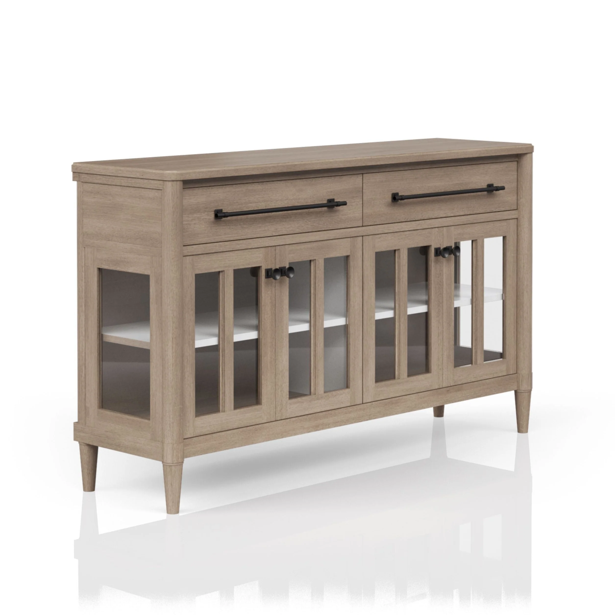 Buffet with Glass Cabinet Doors