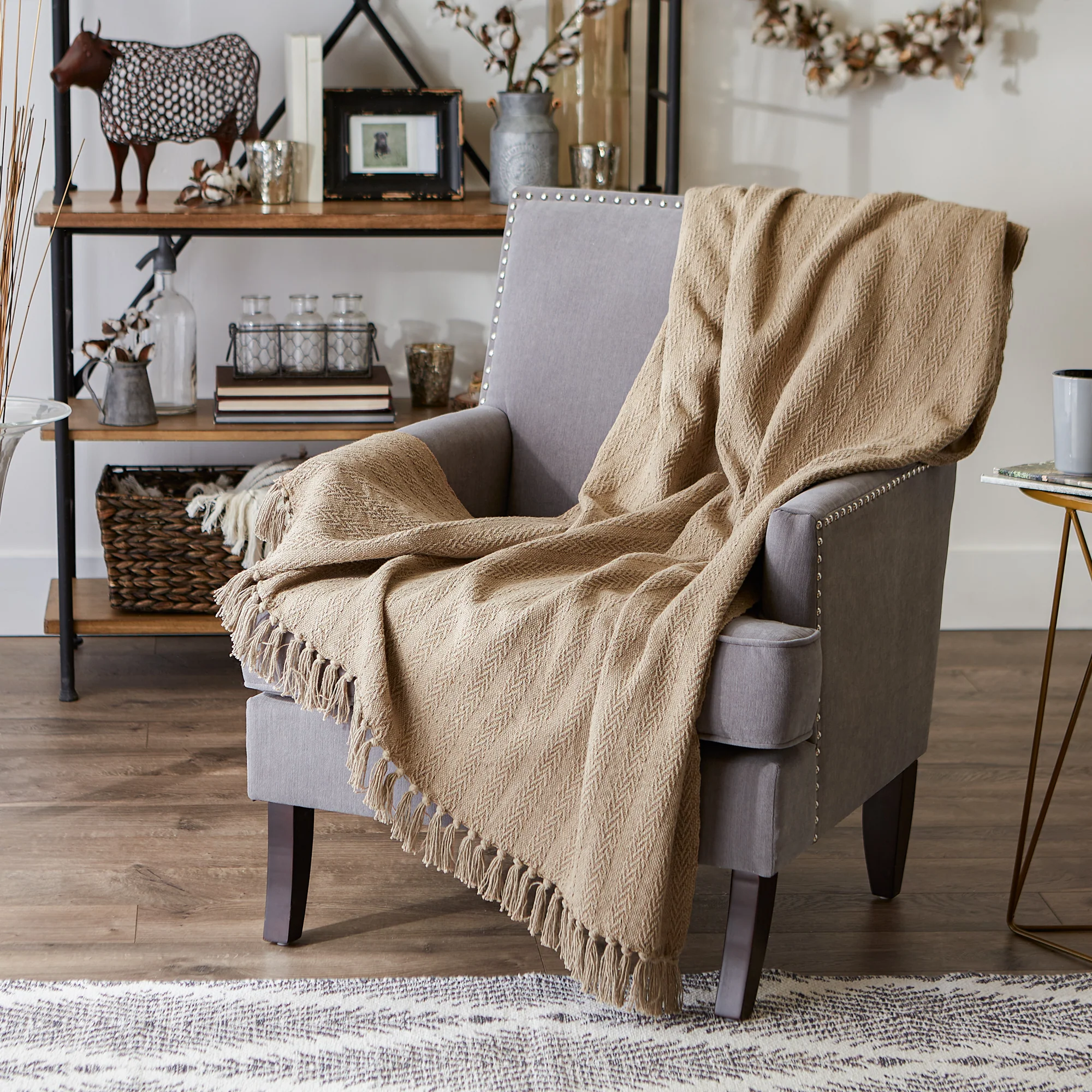 Stone Tonal Textured Throw