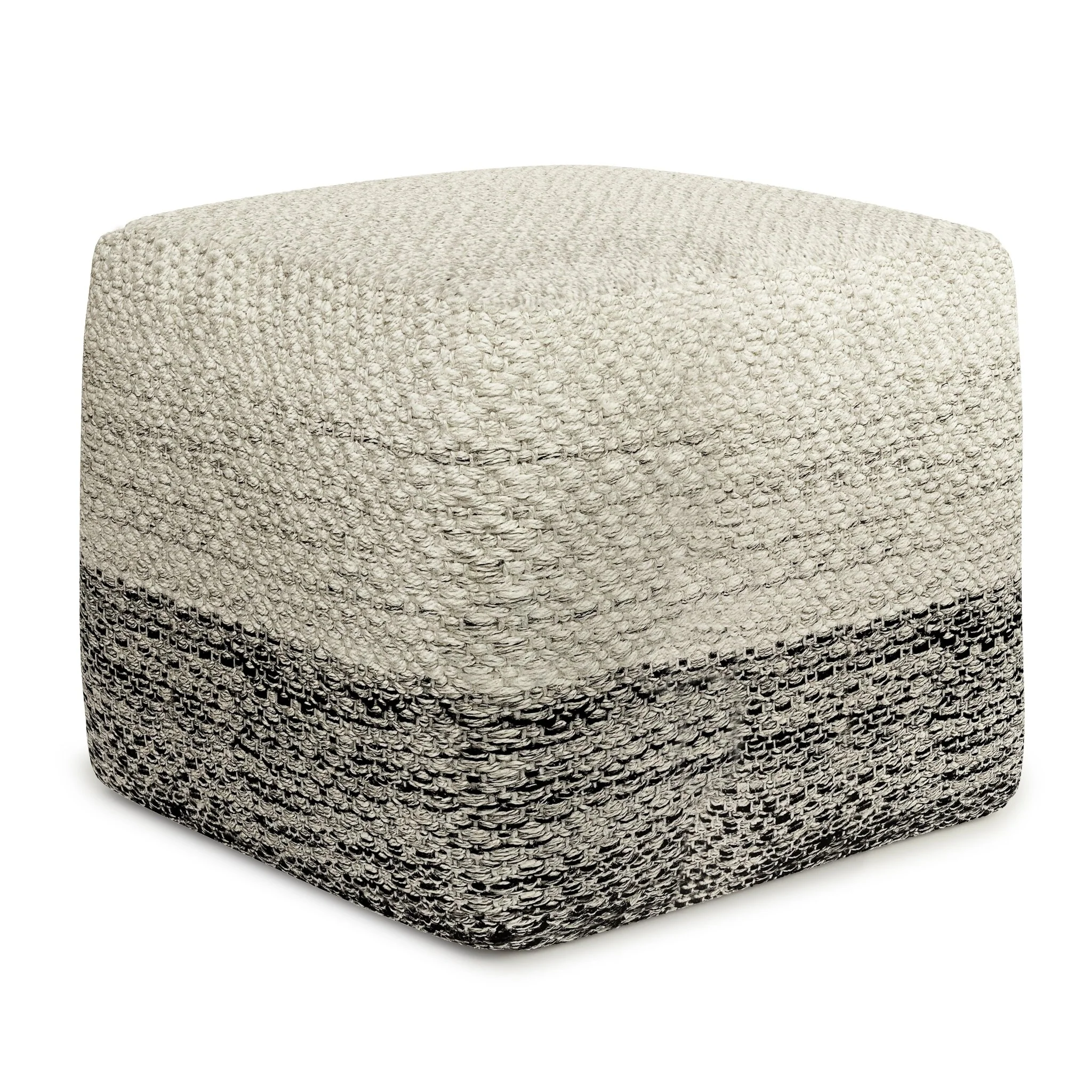 Outdoor Square Pouf with Stripe Pattern, Water and UV Ray Resistantable