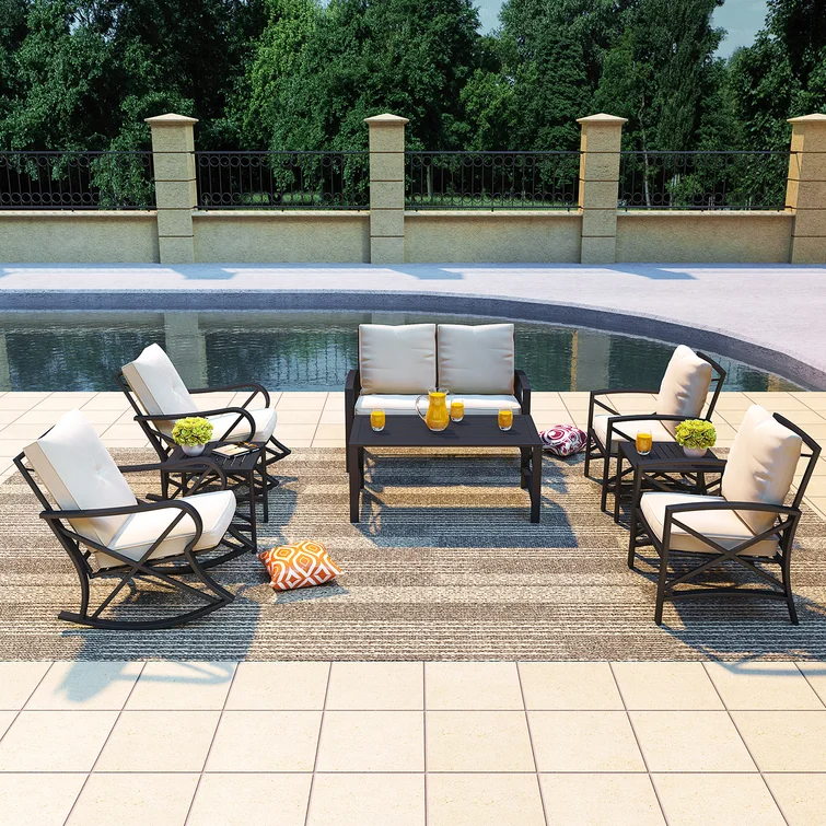 Brionny 6 - Person Outdoor Seating Group with Cushions<!-- --> <!-- -->(Set of 8)