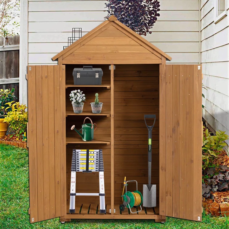 3 ft. W x 2 ft. D Wood Vertical Tool Shed, Storage Cabinet, Outside Wooden Shed Closet with Latch