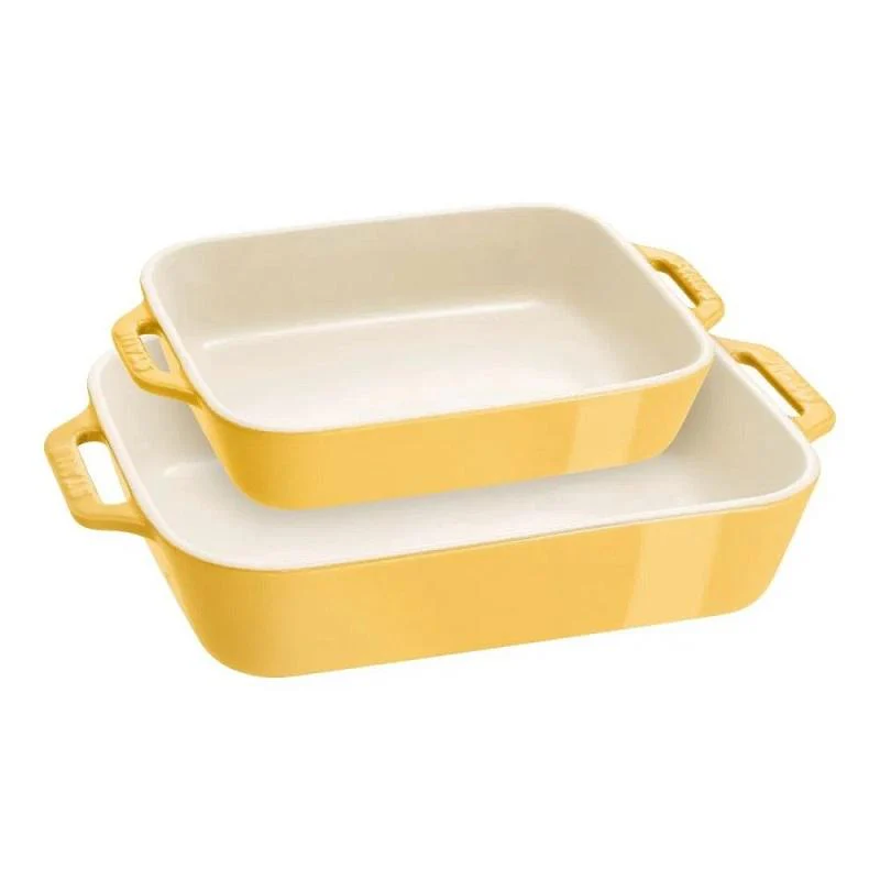 Staub 2-Piece Rectangular Stoneware Baker Set - Citron