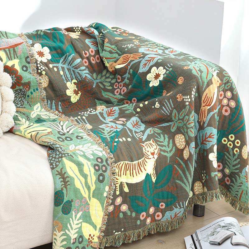 Forest Tiger Reversible Pattern Gauze Blanket
