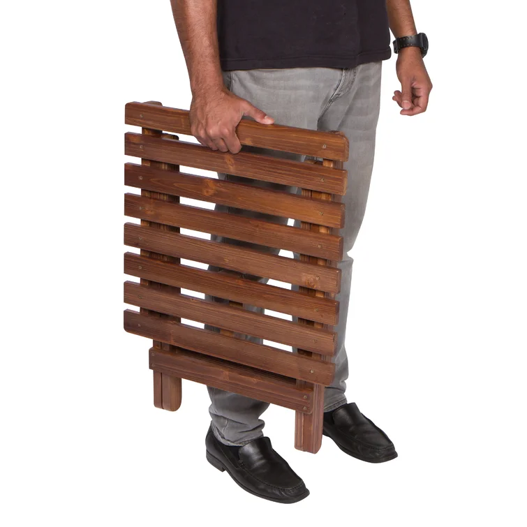 Breeona Wood Folding Adirondack Chairs with Folding Table Set