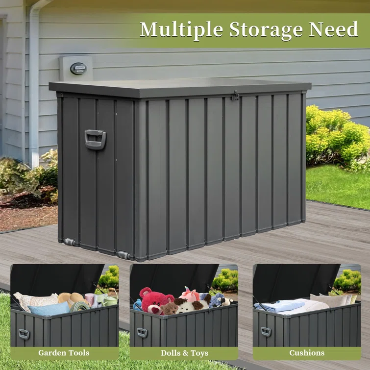 Domi Louvered Deck Box 200 Gallons Water Resistant Lockable with Wheels