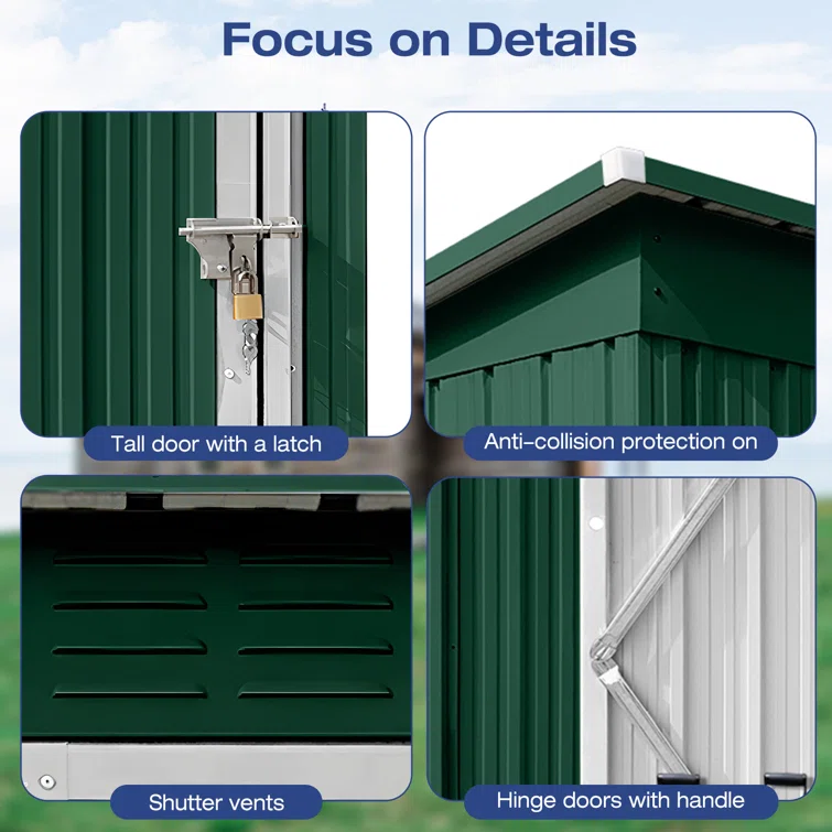 3 ft. W x 5 ft. D Metal Vertical Tool Shed