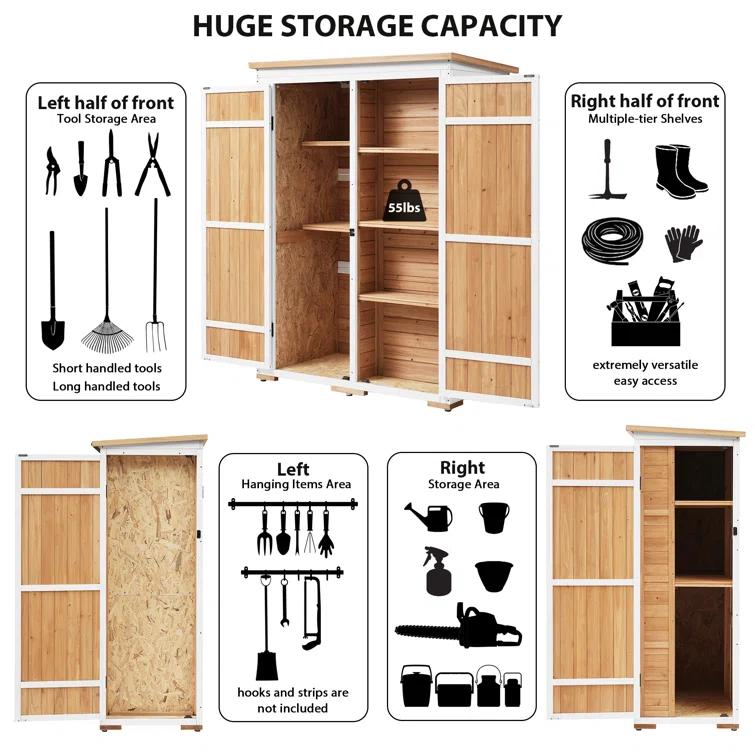 4 ft. W x 2 ft. D Solid Wood Vertical Storage Shed