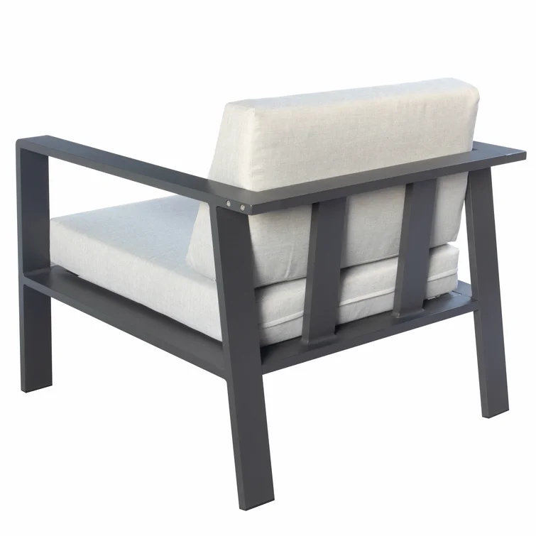 4 Pieces Outdoor Five-Seater Conversation Sets With Grey Cushions