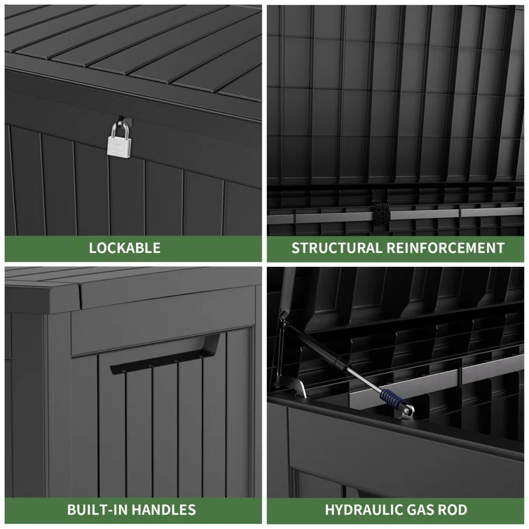 Cypress Backyard 57.5'' W 230 Gallons Water Resistant Polyester Lockable Deck Box in Black