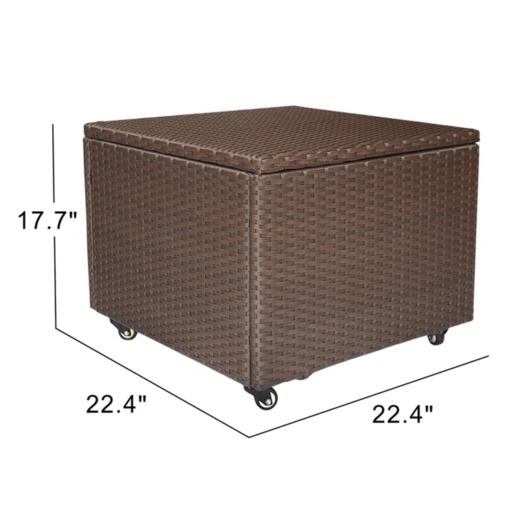 ATR Arttoreal 22.4'' W 22 Gallons Water Resistant Wicker Deck Box with Wheels in Brown