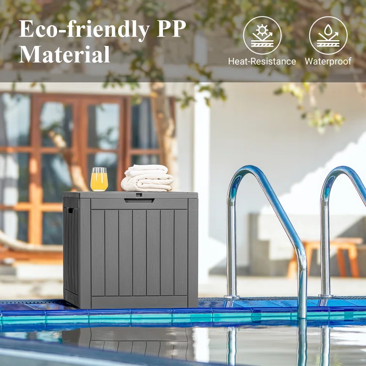 PAMAPIC 22.1'' W 31 Gallons Water Resistant Polypropylene Lockable Deck Box