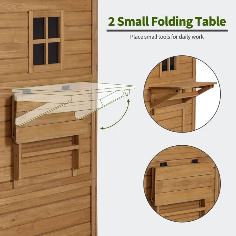 3 ft. W x 3 ft. D Large Outdoor Storage Shed with Lockable Door and Double Foldable Tables
