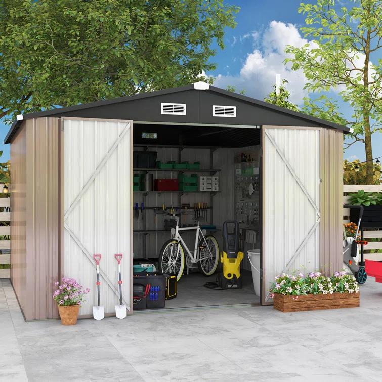 10 ft. W x 8 ft. D Metal Lean-to Storage Shed