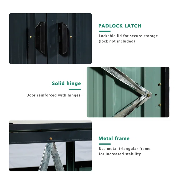 5 ft. W x 3 ft. D Metal Garbage Shed