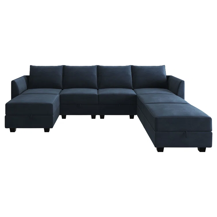Tremee U Shaped Velvet Modular Sectional Couch for Living Room