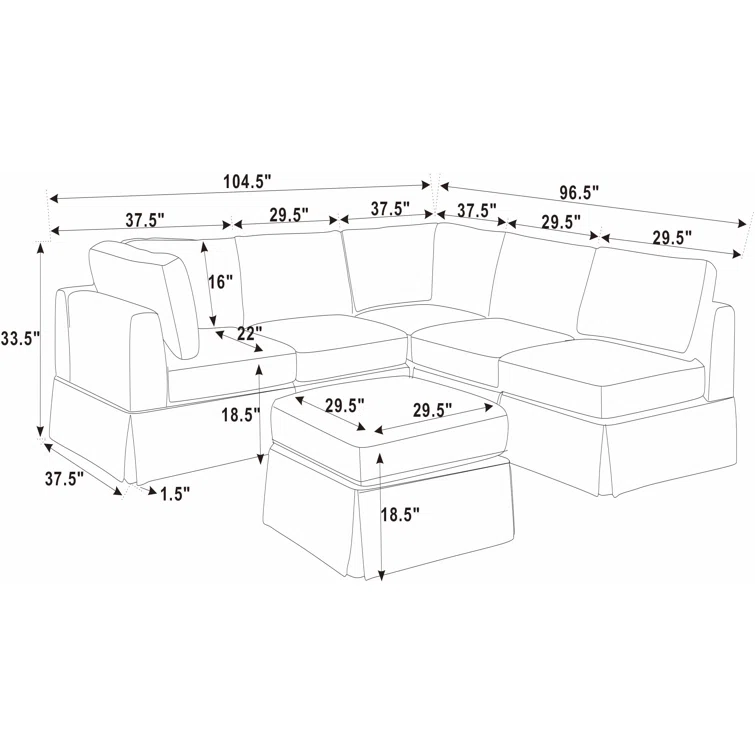 Arbas 6 - Piece Upholstered Sectional