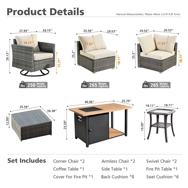 Paleosofos 6 - Person Outdoor Seating Group with Cushions