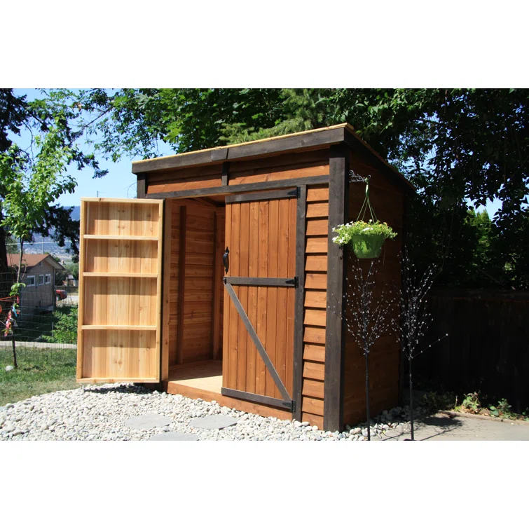 8 ft. W x 4 ft. D Double Door Cedar Wood Storage Shed
