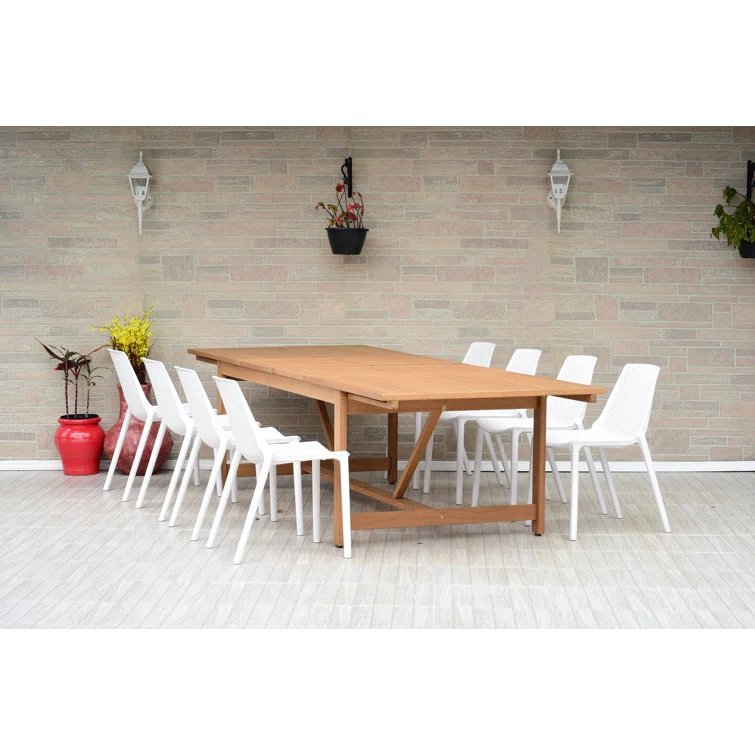 Tempo Rectangular 8 - Person Teak Finish Outdoor Furniture Dining Set