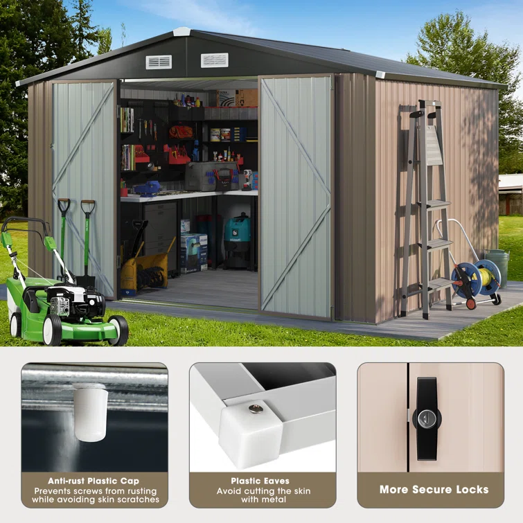 10 ft. W X 8 ft. D Metal Tool Shed