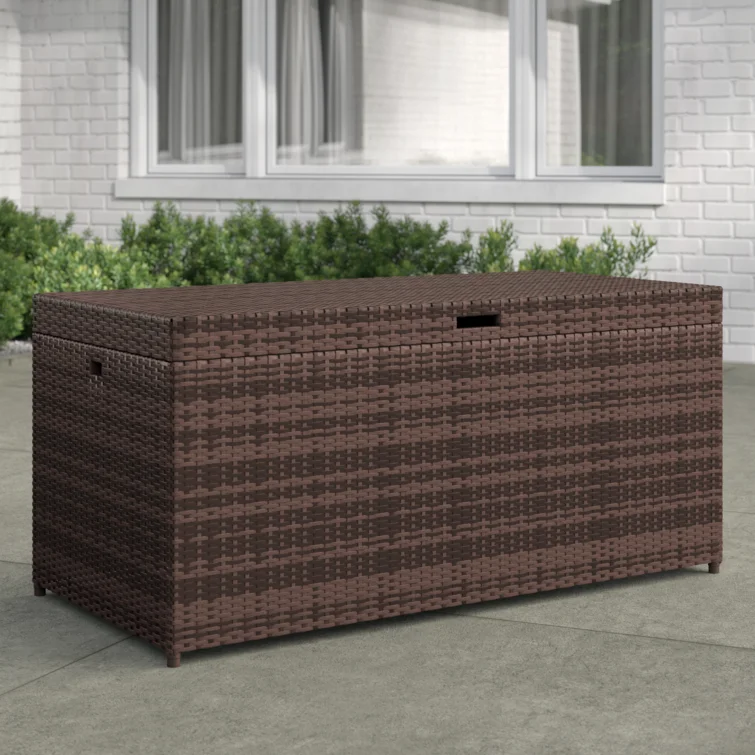 Latitude Run® Adelita 52'' W 100 Gallons Water Resistant Wicker Deck Box in Brown