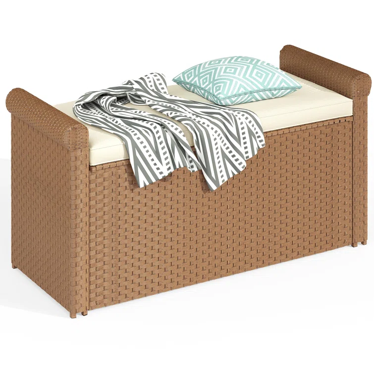 Ashely 90 Gallon Outdoor Storage Bench with Cushion
