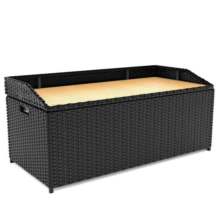 Furmax resin/solid wood and artificial wood outdoor storage benches