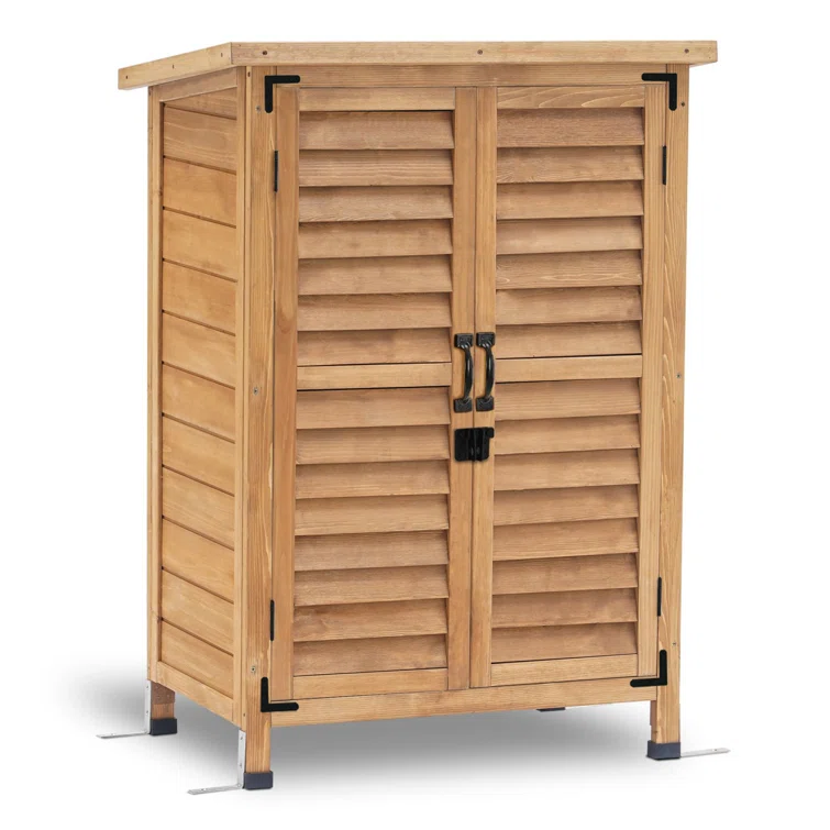 24.6 in. W x 18 in. D Outdoor Wood Storage Cabinet,Garden Wooden Tool Shed with Double Doors