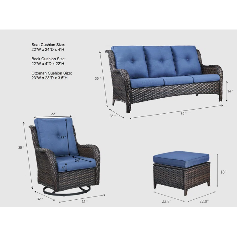 Carolina 5 - Person Outdoor Seating Group with Cushions