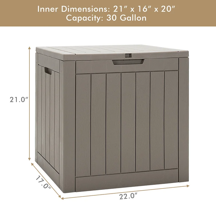 Costway 22'' W 30 Gallons Water Resistant Plastic Deck Box