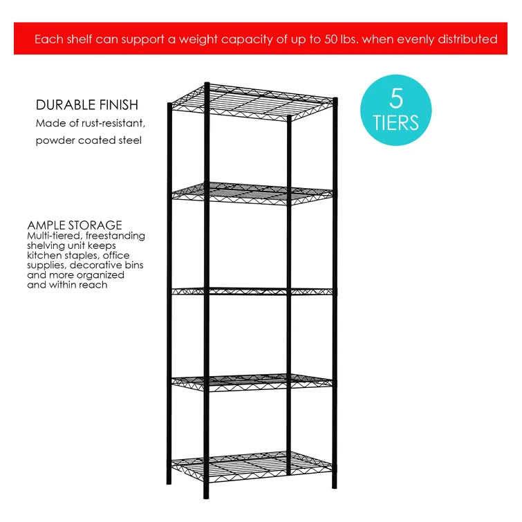 Pershore 61.8'' H X 22.4'' W X 13.6'' D 5-Layer Wire Shelving Unit