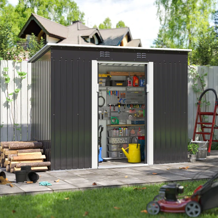 9 ft. W x 4 ft. D Metal Lean-To Storage Shed