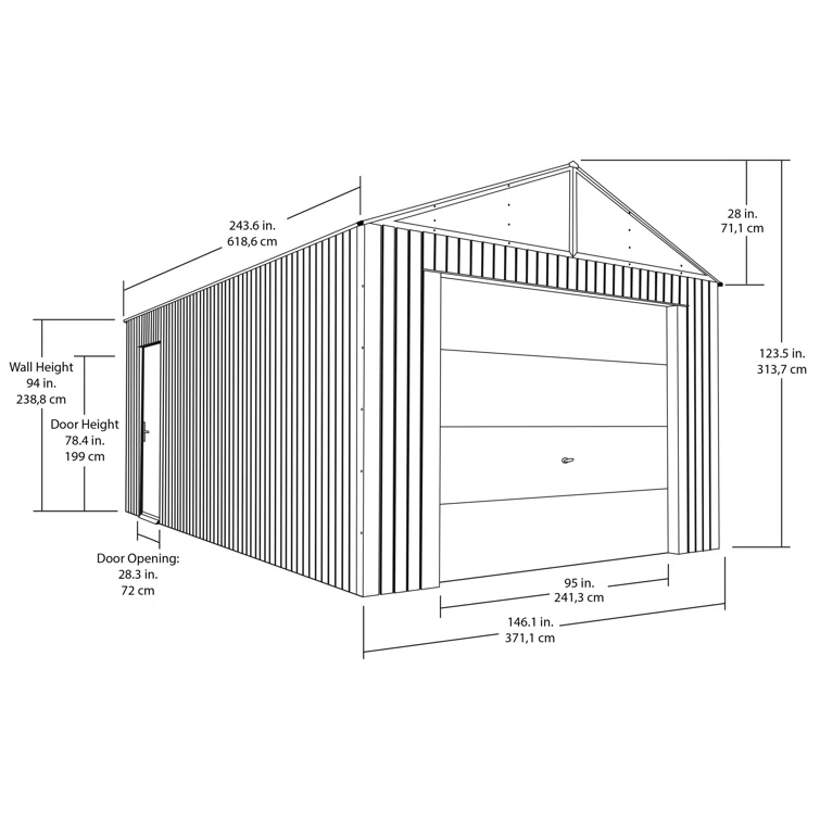 Everest 12 ft. x 20 ft. Metal Garage Shed