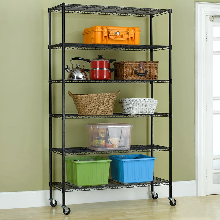 Tadley 48'' W Steel Height -Adjustable Shelving Unit with Wheels