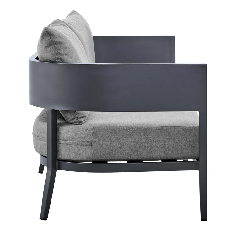 Elza 4 Piece Outdoor Conversation Set in Dark Gray Aluminum with Cushions