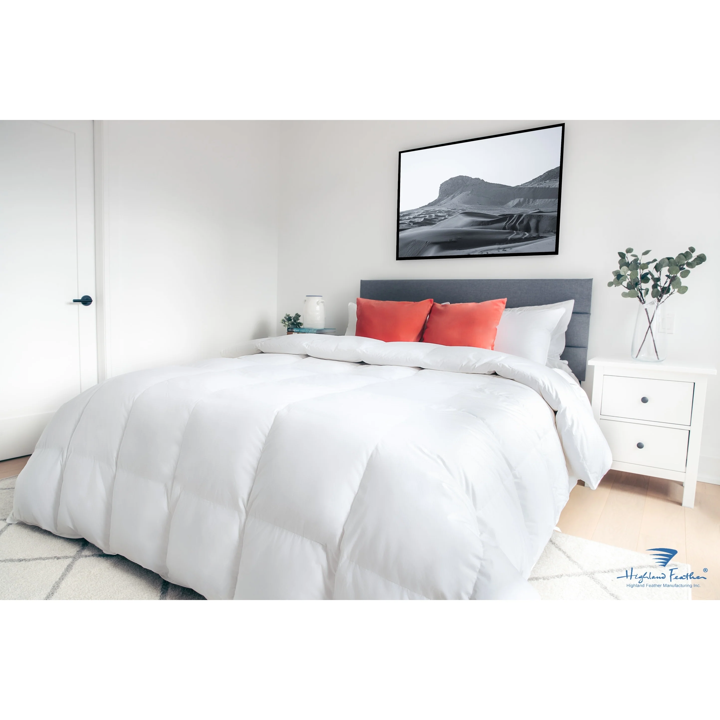 Highland Feather 575 Loft Warm Room Down Duvet/Comforter Super Lightweight, Thin and Breathable 233TC Casing with Corner loops