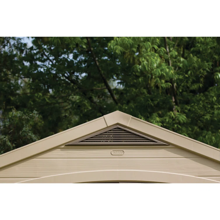 Keter Factor 8x11 ft. Durable Resin Outdoor Storage Shed With Floor and Double Doors for Garden Patio Furniture and Tools