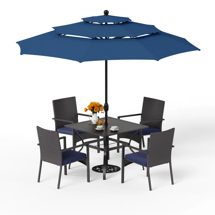 Alyah 4 - Person Rectangular Outdoor Dining Set with Cushions