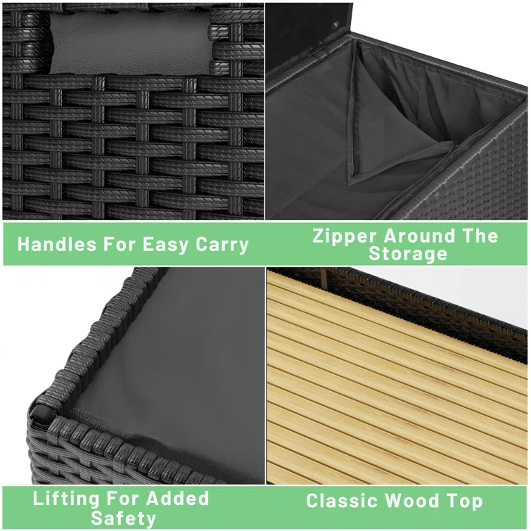 Furmax resin/solid wood and artificial wood outdoor storage benches