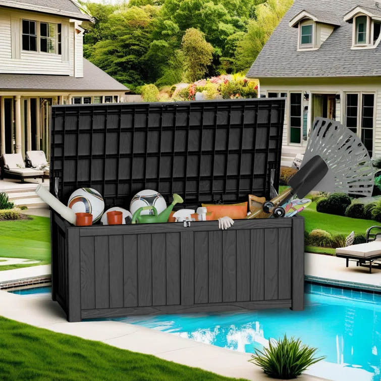 WORACO 67.5'' W 120 Gallons Water Resistant Resin Lockable Deck Box