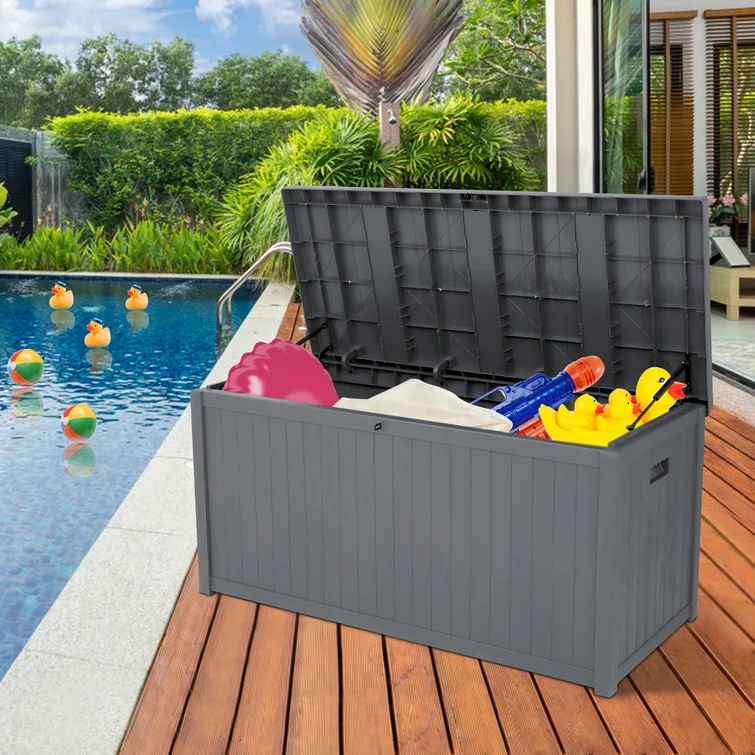 113 Gallons Polyethylene Plastic Lockable Storage Deck Box