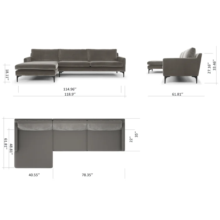 Jones 2 - Piece Upholstered Chaise Sectional