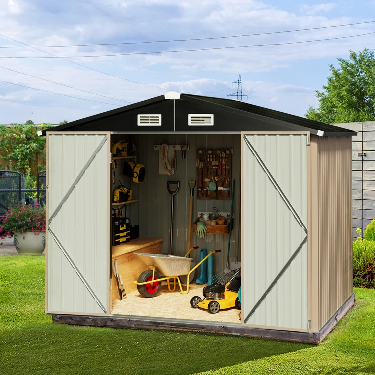 8 ft. W x 6 ft. D Galvanized Steel Lean-To Storage Shed