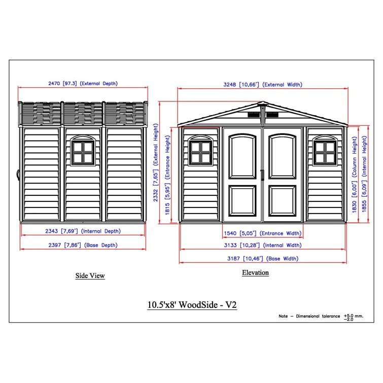 10.5 ft. W x 8 ft. D Plastic Storage Shed