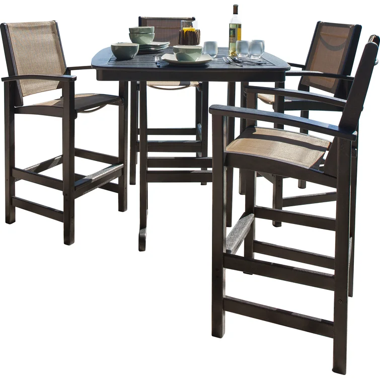 Coastal 5-Piece Bar Set in Black / Burlap Sling